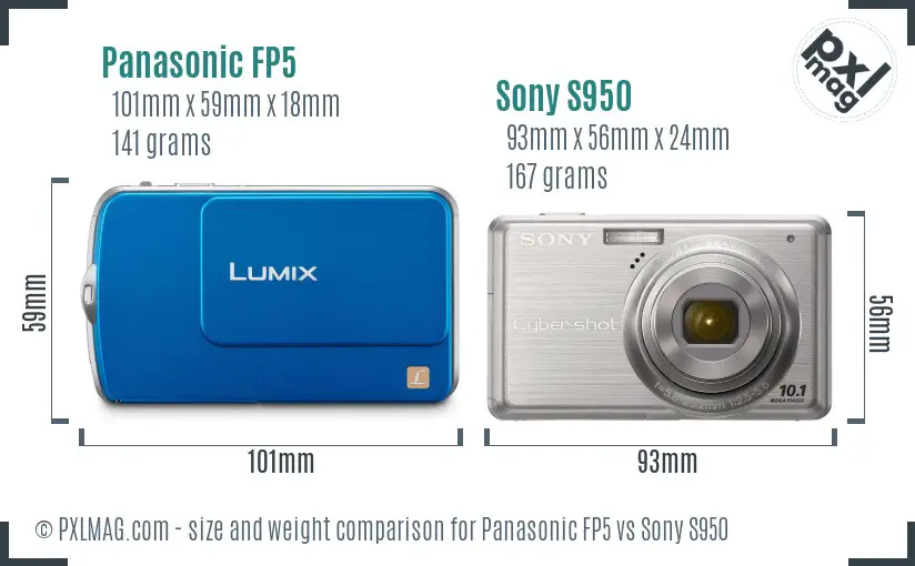 Panasonic FP5 vs Sony S950 size comparison