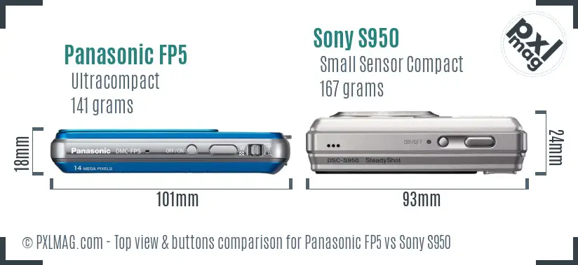 Panasonic FP5 vs Sony S950 top view buttons comparison