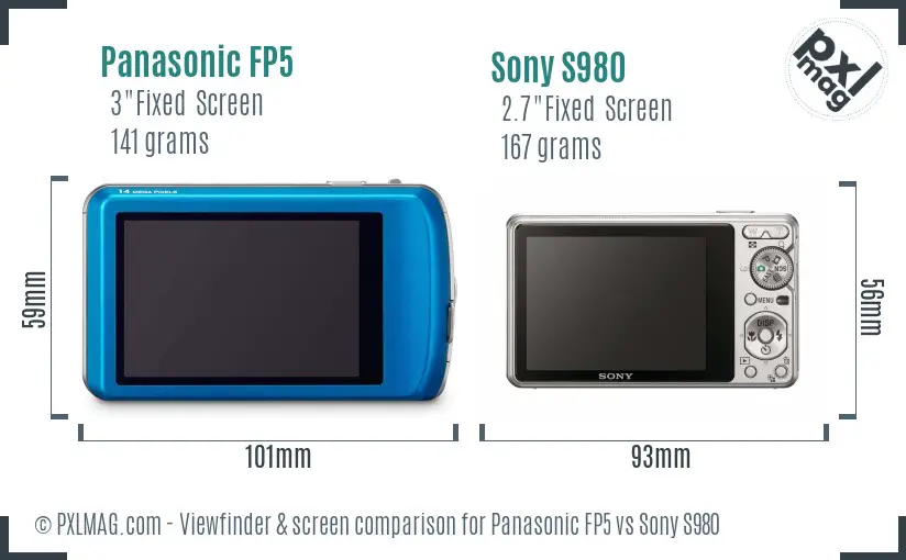 Panasonic FP5 vs Sony S980 Screen and Viewfinder comparison