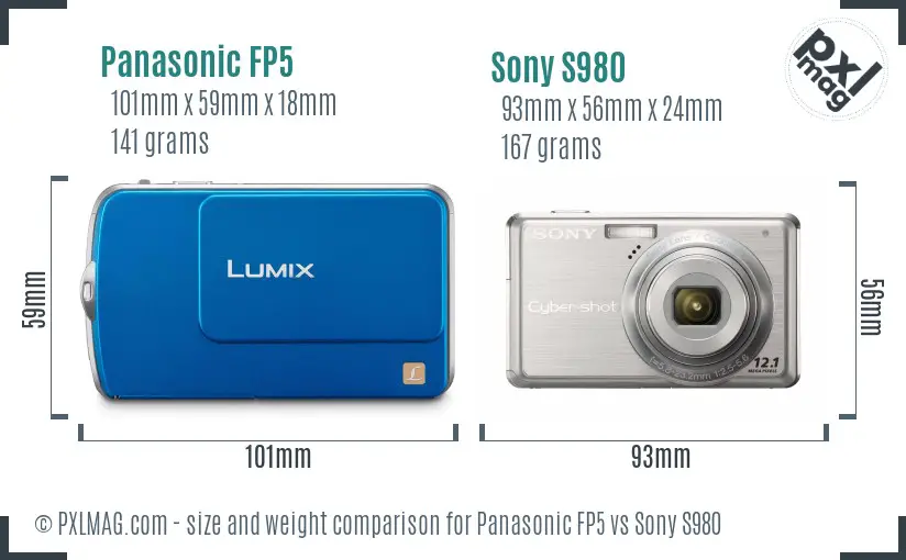 Panasonic FP5 vs Sony S980 size comparison