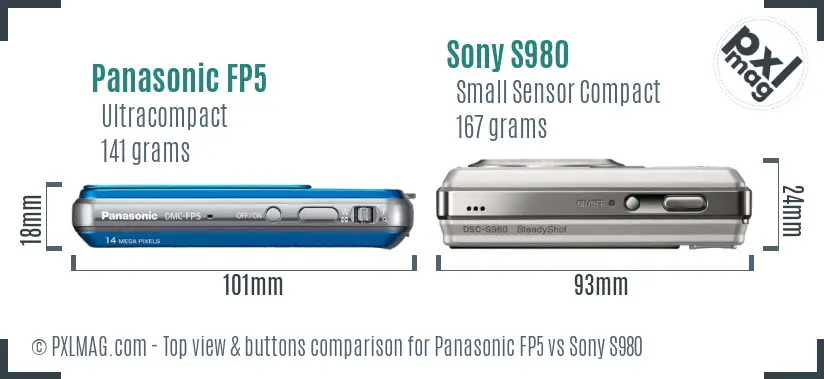 Panasonic FP5 vs Sony S980 top view buttons comparison