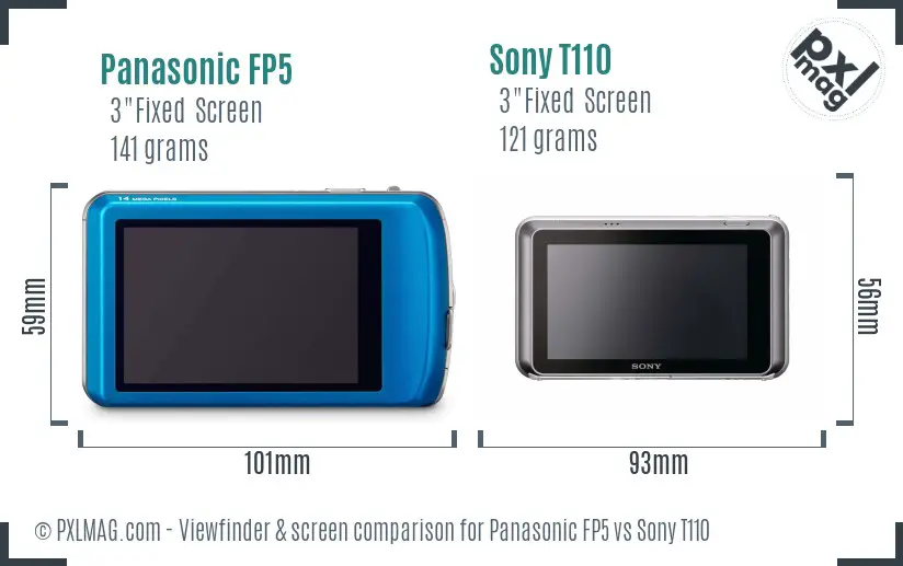 Panasonic FP5 vs Sony T110 Screen and Viewfinder comparison