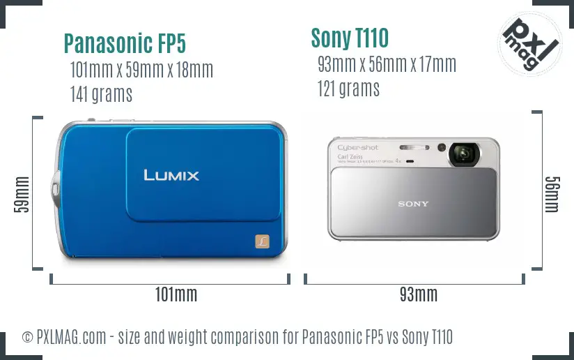 Panasonic FP5 vs Sony T110 size comparison