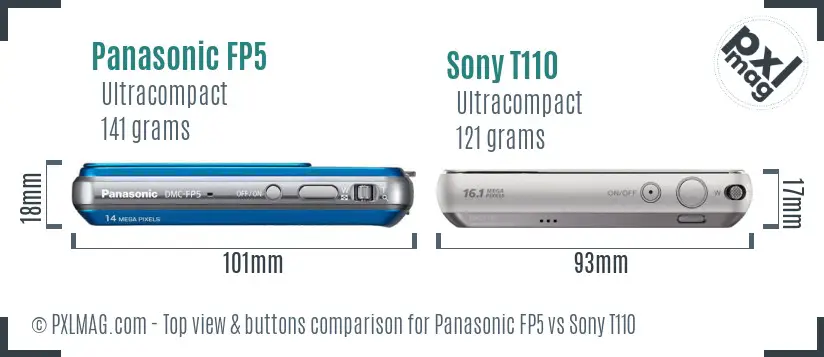 Panasonic FP5 vs Sony T110 top view buttons comparison