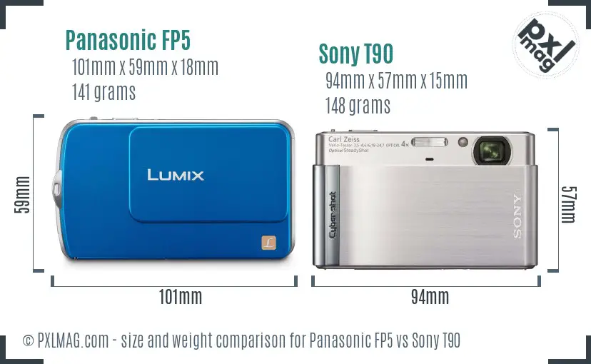 Panasonic FP5 vs Sony T90 size comparison