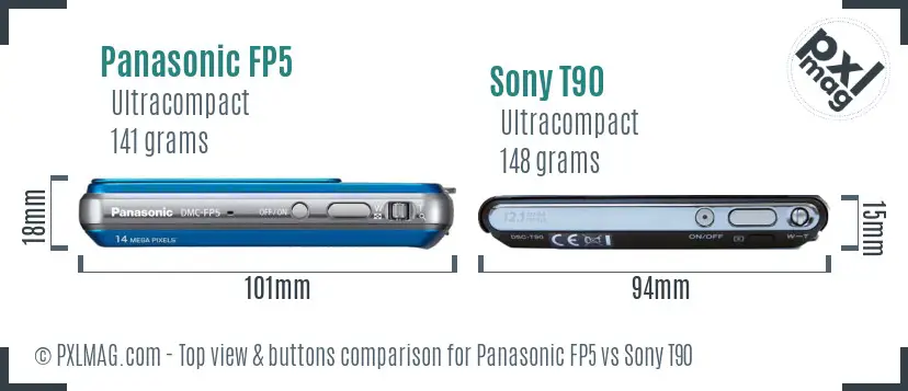 Panasonic FP5 vs Sony T90 top view buttons comparison