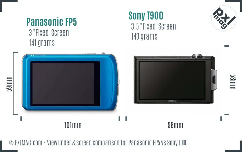 Panasonic FP5 vs Sony T900 Screen and Viewfinder comparison