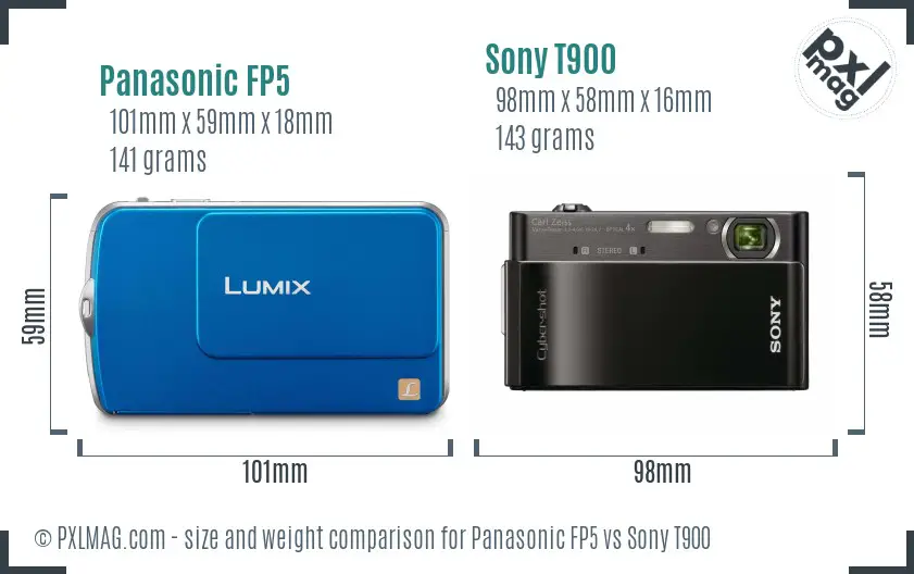 Panasonic FP5 vs Sony T900 size comparison
