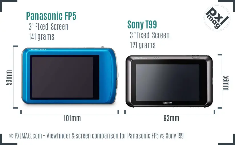 Panasonic FP5 vs Sony T99 Screen and Viewfinder comparison