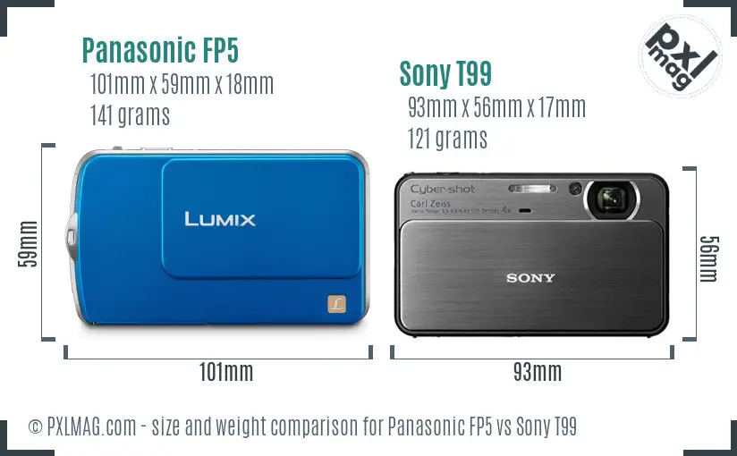 Panasonic FP5 vs Sony T99 size comparison