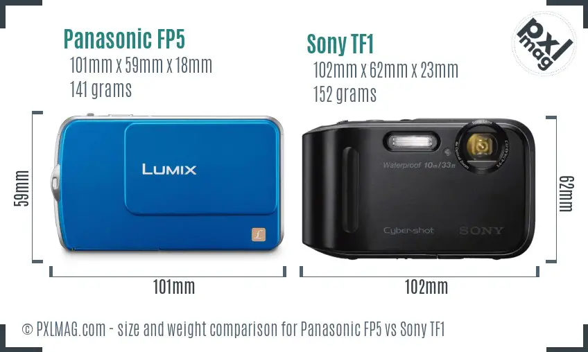 Panasonic FP5 vs Sony TF1 size comparison