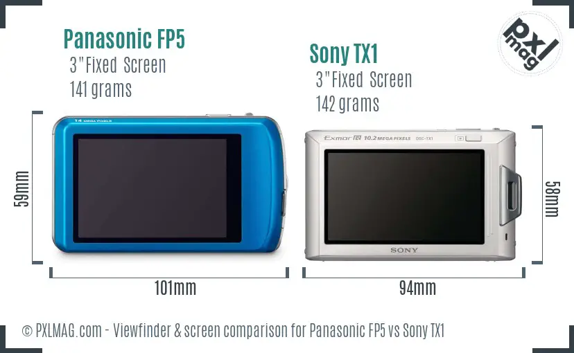 Panasonic FP5 vs Sony TX1 Screen and Viewfinder comparison