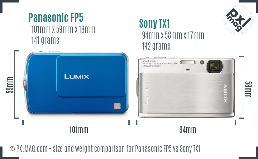 Panasonic FP5 vs Sony TX1 size comparison