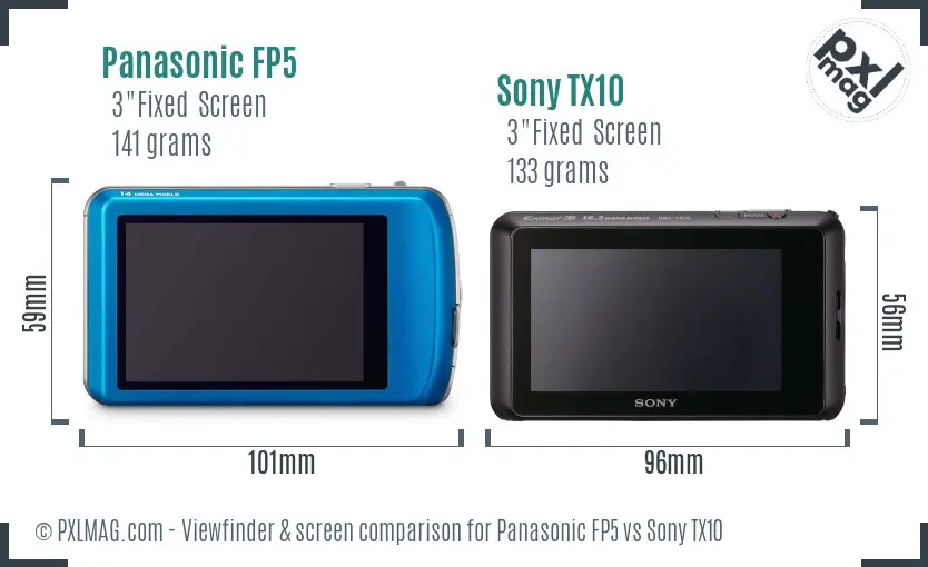 Panasonic FP5 vs Sony TX10 Screen and Viewfinder comparison