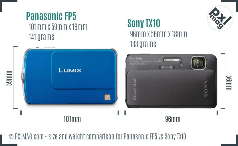 Panasonic FP5 vs Sony TX10 size comparison