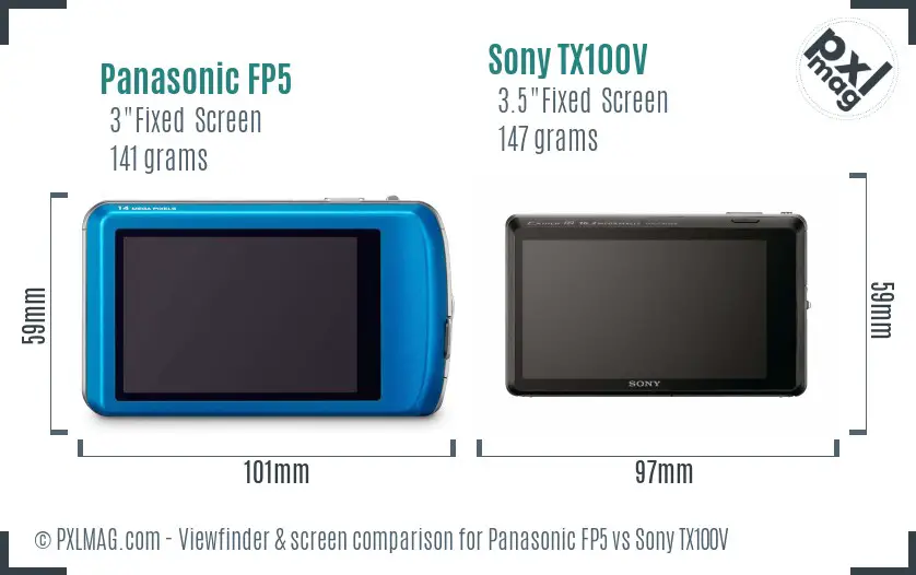 Panasonic FP5 vs Sony TX100V Screen and Viewfinder comparison