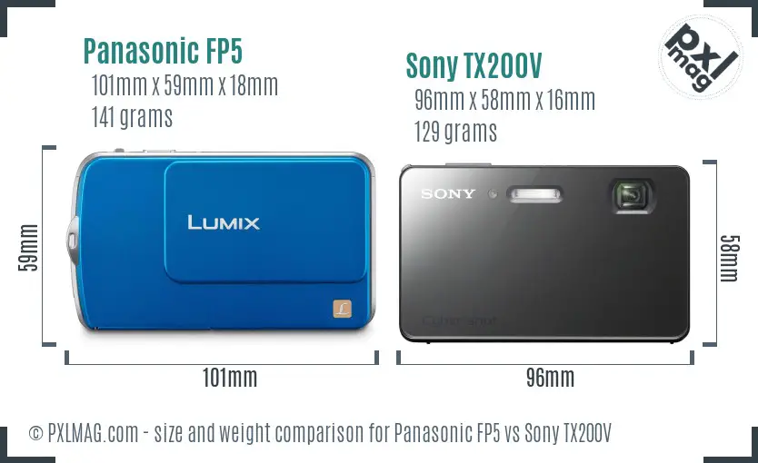 Panasonic FP5 vs Sony TX200V size comparison