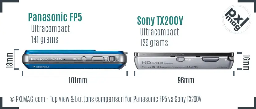 Panasonic FP5 vs Sony TX200V top view buttons comparison