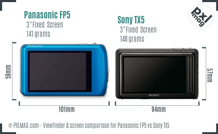 Panasonic FP5 vs Sony TX5 Screen and Viewfinder comparison