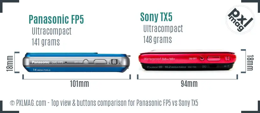 Panasonic FP5 vs Sony TX5 top view buttons comparison