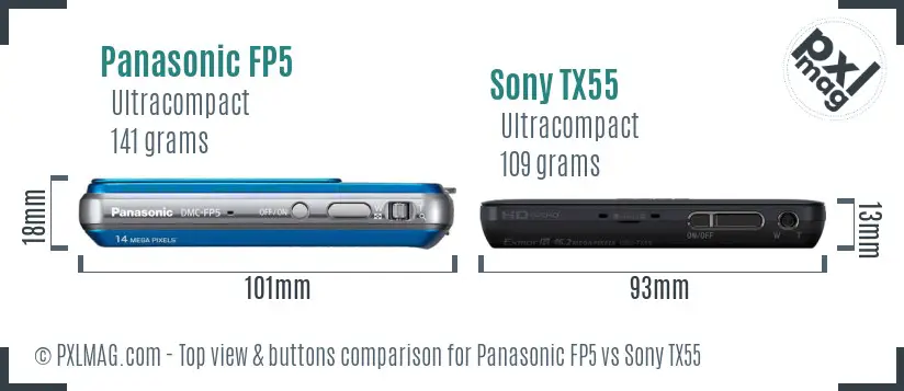 Panasonic FP5 vs Sony TX55 top view buttons comparison