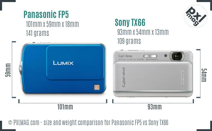 Panasonic FP5 vs Sony TX66 size comparison