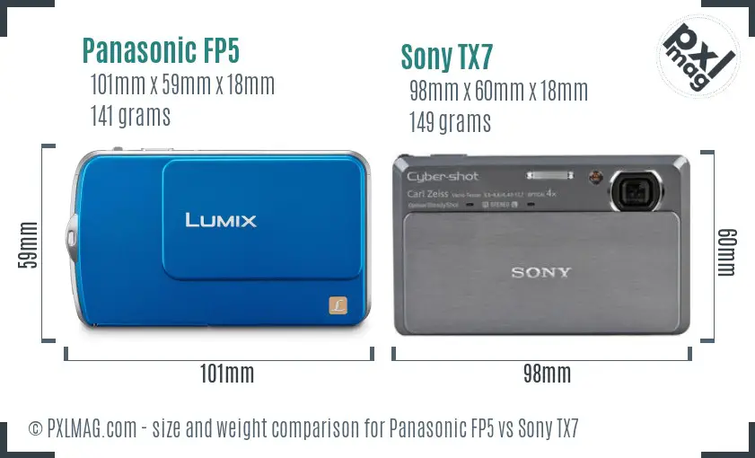 Panasonic FP5 vs Sony TX7 size comparison