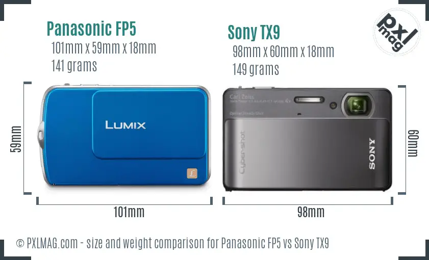 Panasonic FP5 vs Sony TX9 size comparison