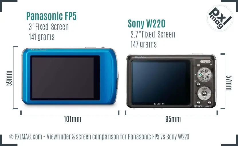 Panasonic FP5 vs Sony W220 Screen and Viewfinder comparison Panasonic FP5 vs Sony W220 Screen and Viewfinder comparison