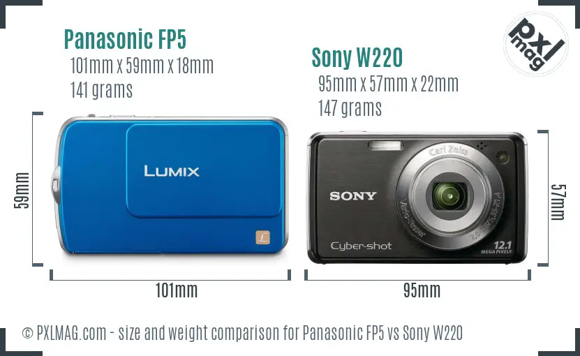 Panasonic FP5 vs Sony W220 size comparison Panasonic FP5 vs Sony W220 size comparison