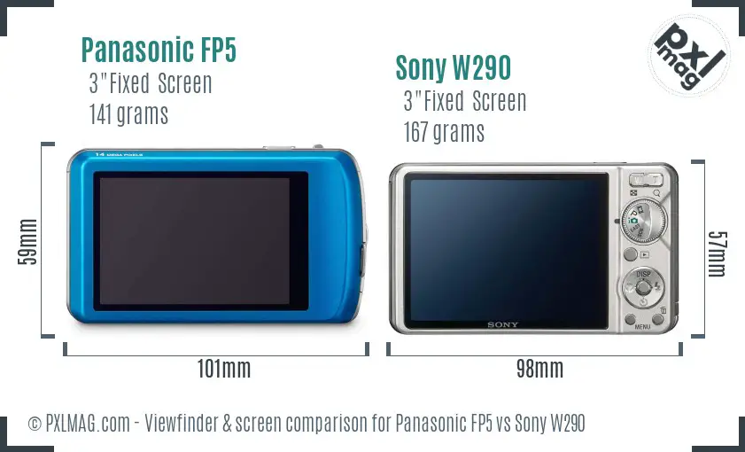 Panasonic FP5 vs Sony W290 Screen and Viewfinder comparison Panasonic FP5 vs Sony W290 Screen and Viewfinder comparison