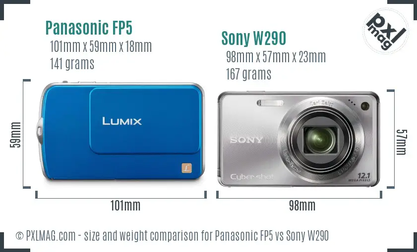 Panasonic FP5 vs Sony W290 size comparison Panasonic FP5 vs Sony W290 size comparison