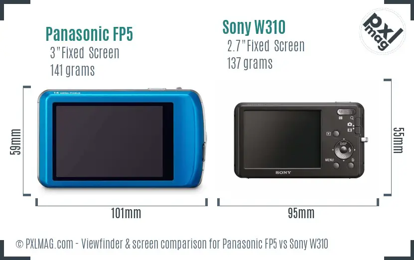 Panasonic FP5 vs Sony W310 Screen and Viewfinder comparison