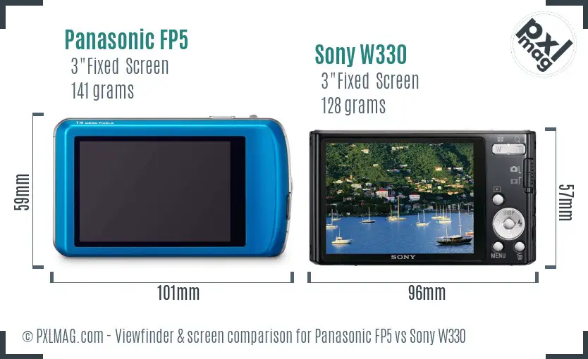 Panasonic FP5 vs Sony W330 Screen and Viewfinder comparison
