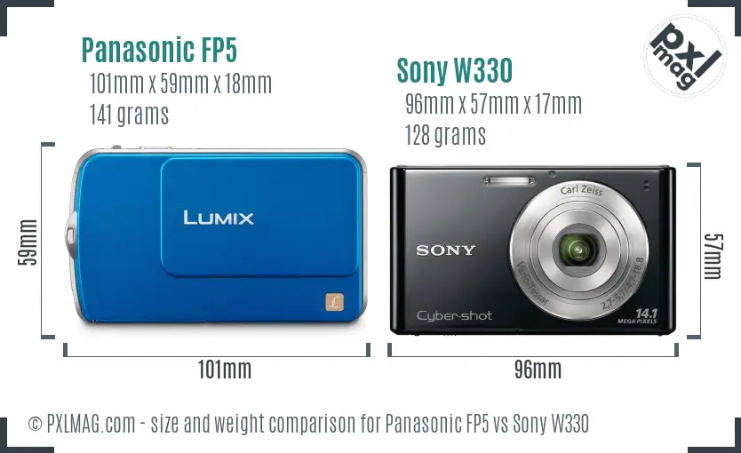 Panasonic FP5 vs Sony W330 size comparison