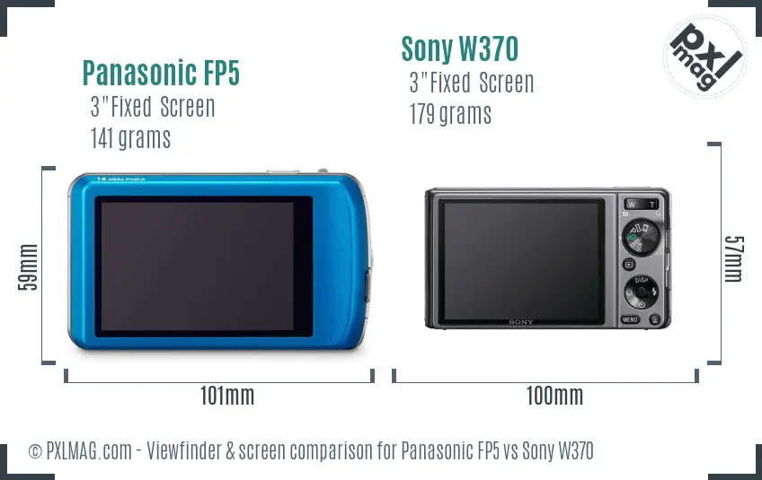 Panasonic FP5 vs Sony W370 Screen and Viewfinder comparison