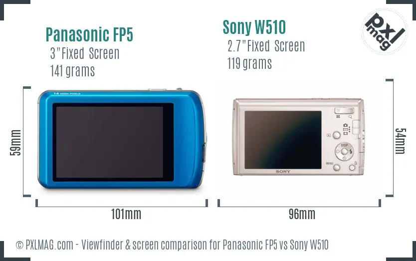 Panasonic FP5 vs Sony W510 Screen and Viewfinder comparison