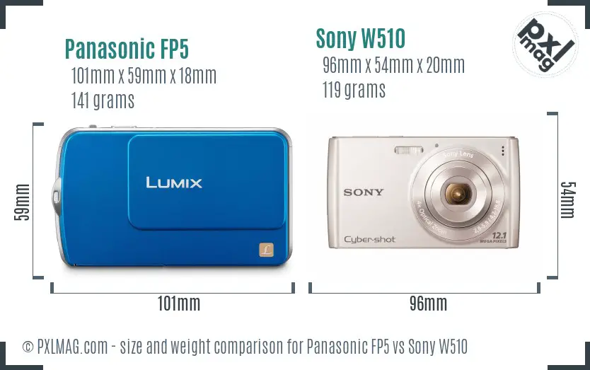 Panasonic FP5 vs Sony W510 size comparison