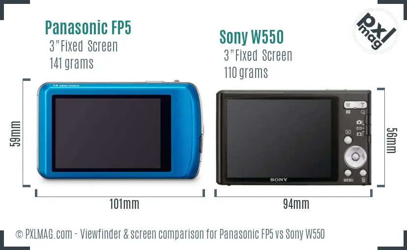Panasonic FP5 vs Sony W550 Screen and Viewfinder comparison
