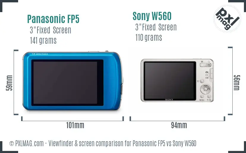 Panasonic FP5 vs Sony W560 Screen and Viewfinder comparison