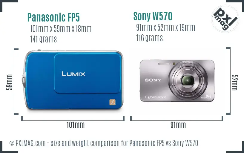 Panasonic FP5 vs Sony W570 size comparison