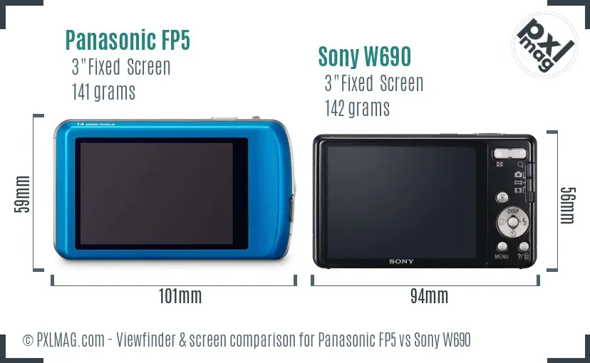 Panasonic FP5 vs Sony W690 Screen and Viewfinder comparison