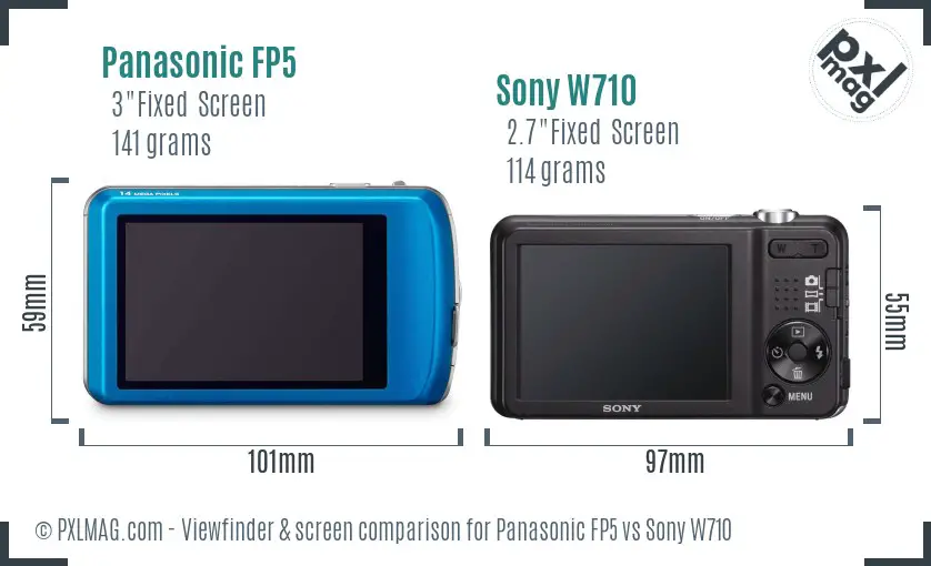 Panasonic FP5 vs Sony W710 Screen and Viewfinder comparison