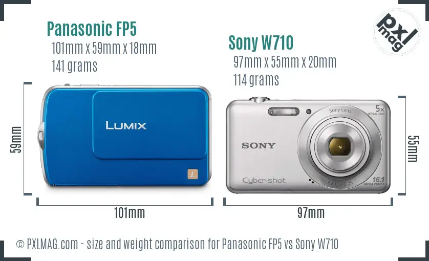 Panasonic FP5 vs Sony W710 size comparison