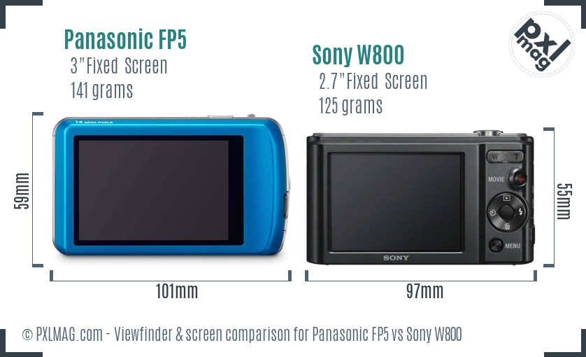 Panasonic FP5 vs Sony W800 Screen and Viewfinder comparison