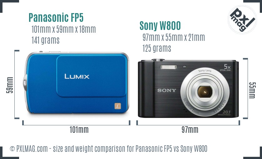 Panasonic FP5 vs Sony W800 size comparison