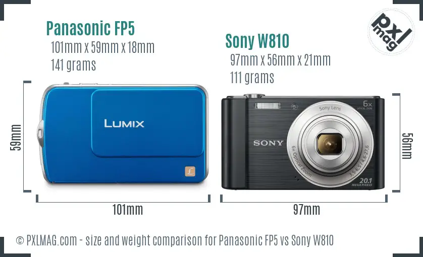 Panasonic FP5 vs Sony W810 size comparison