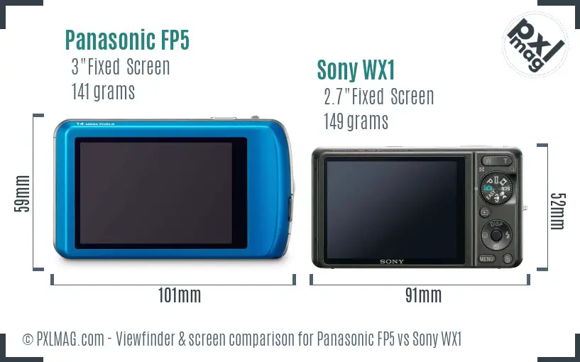 Panasonic FP5 vs Sony WX1 Screen and Viewfinder comparison