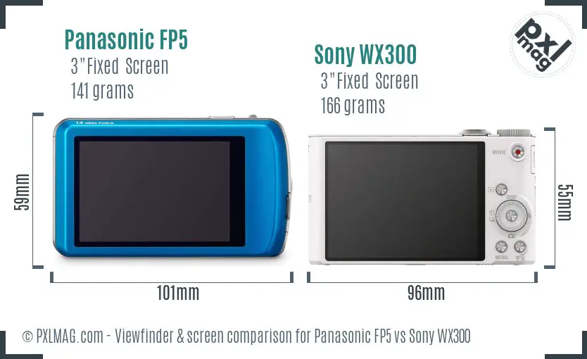 Panasonic FP5 vs Sony WX300 Screen and Viewfinder comparison