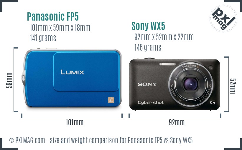 Panasonic FP5 vs Sony WX5 size comparison